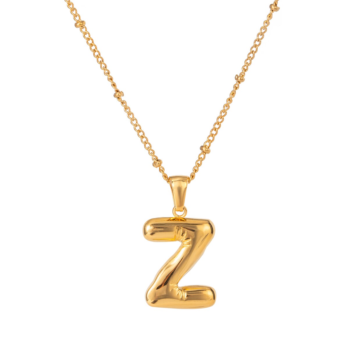 Gold color / 1 Piece Simple Casual Style Letter Z Shape Stainless Steel 18K Gold Plated Women's Pendant Necklace Picture9